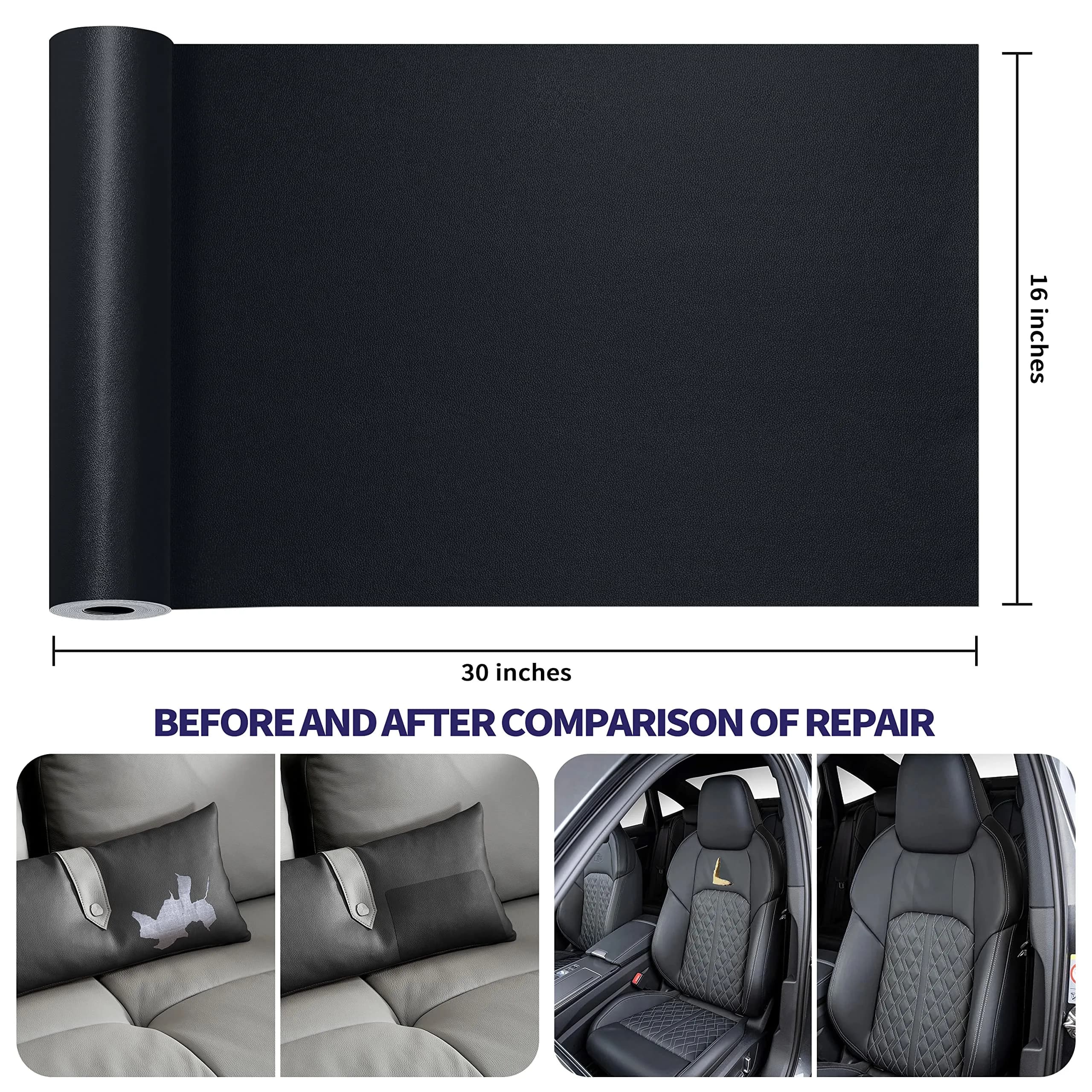 Besezx Leather Repair Patch Tape Kit Self Adhesive for Furniture Couch Sofa Car Seats Office Chair Vinyl Repair 30in x 16in thumbnail 2