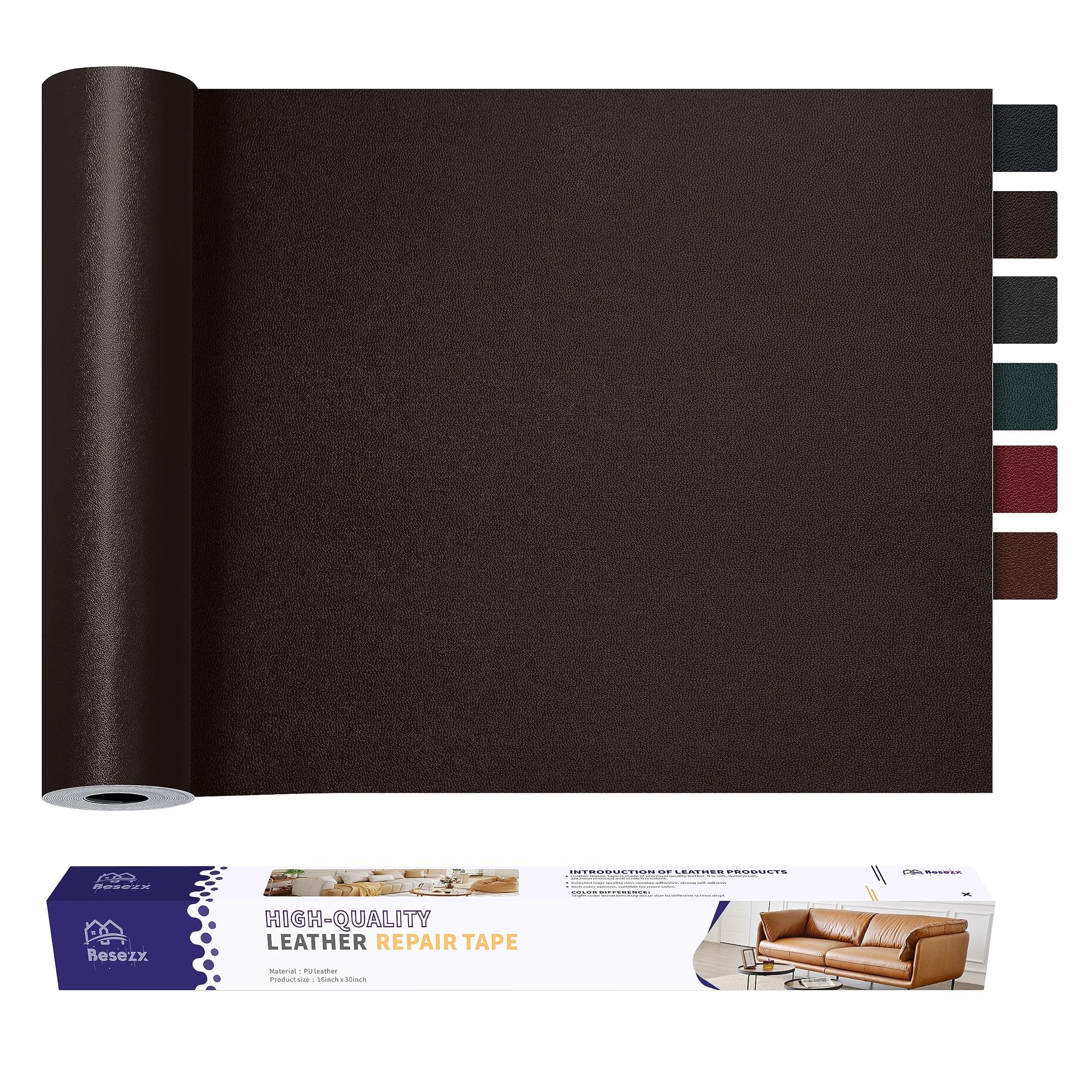 Besezx Leather Repair Patch Tape Kit 76cm x 41cm (30in x 16in) | Self-Adhesive for Furniture & Car Seats