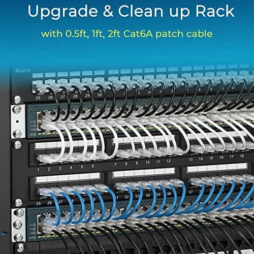 Rapink Cat6a Ethernet Patch Cable 1ft (24 Pack) Slim, 10Gbps 550MHz | Snagless RJ45 Connectors thumbnail 7