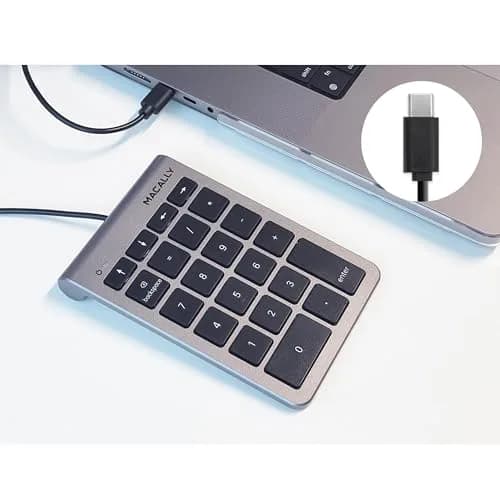 Macally USB-C Wired Number Pad for Mac & PC - 22 Full-Size Keys, Slim Portable Numpad with Tactile Feedback | 22-Key USB Keypad with 5ft Cable thumbnail 9
