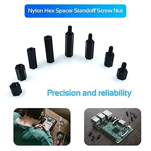 COMRUN M3 Black Male Female Nylon Hex Spacer Standoff Screw Nut Set Assortment Kit (350PCS) | For PCB Motherboard Circuit Board thumbnail 4