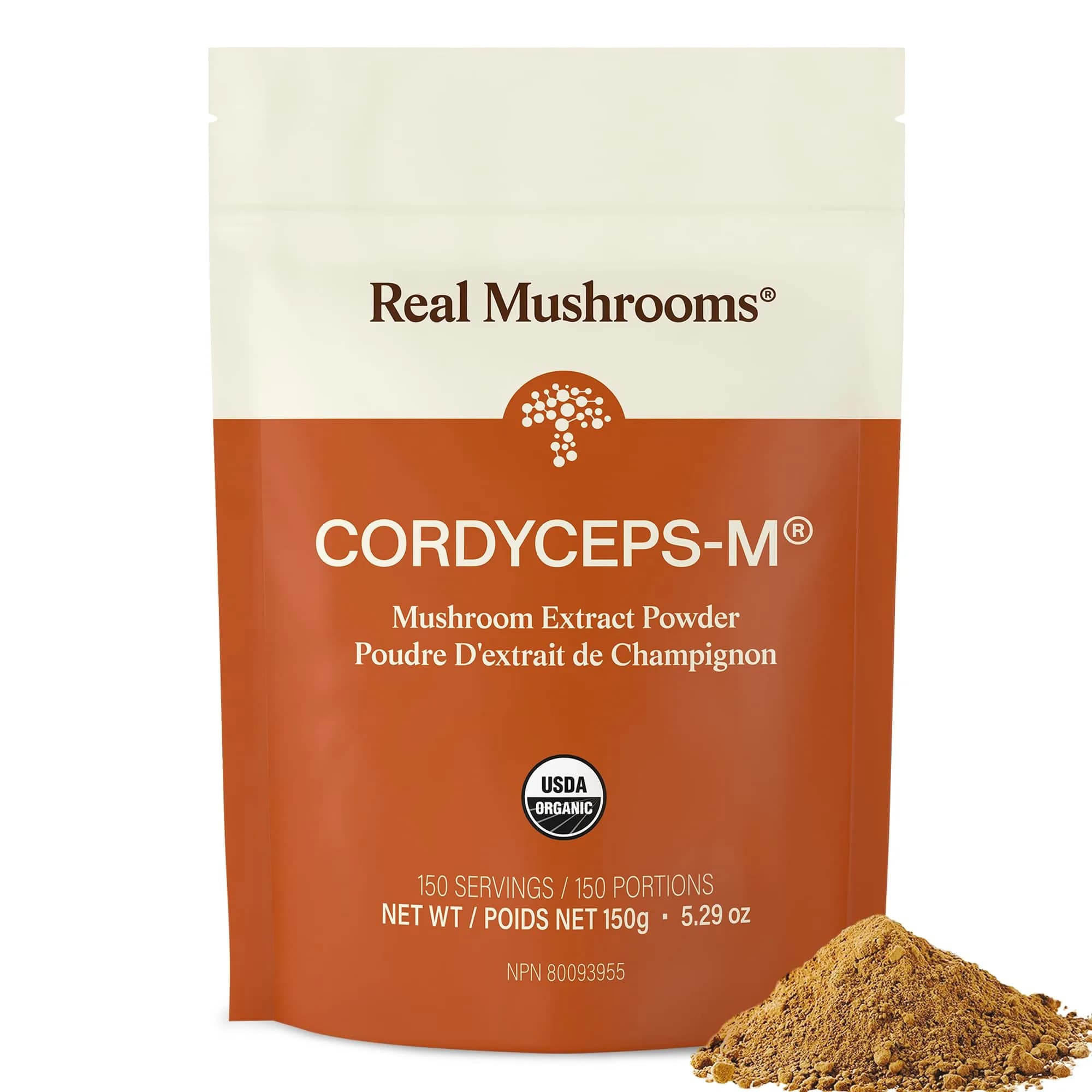 Real Mushrooms Cordyceps Mushroom Powder 150 Servings (5.29 oz / 150 g) | Organic Cordyceps Extract with 8% Beta-Glucans — 5.29 Ounce