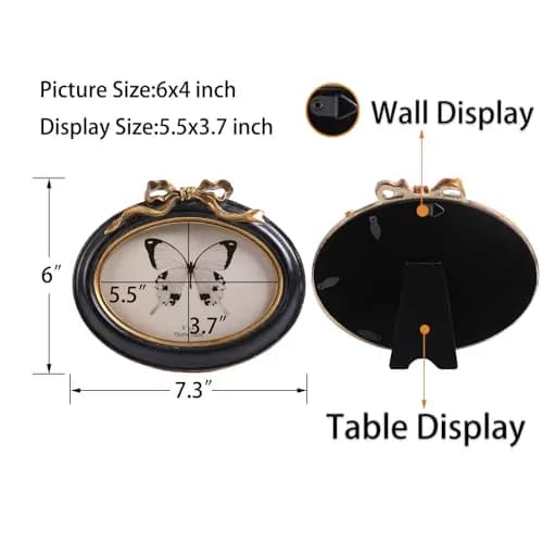 SIKOO Vintage Picture Frame 4x6 Oval | Antique Wall & Tabletop Decor thumbnail 2