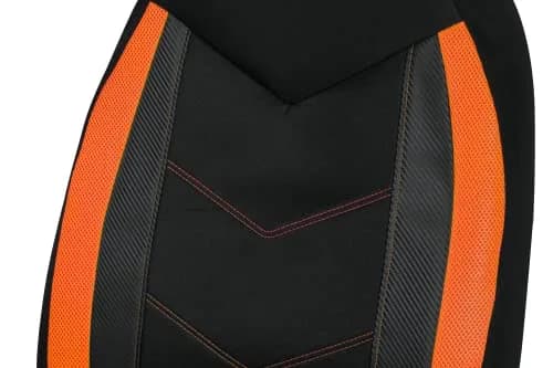 PIC AUTO High Back Front Car Seat Covers - Sports Carbon Fiber Mesh Design, Two Front Set, Airbag Compatible, Universal Fit (Orange) thumbnail 3