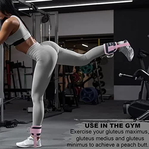 LAVVON Padded Ankle Straps for Cable Machines - Glute Kickback Workout Cuffs (Pink, 1 Pair) thumbnail 5