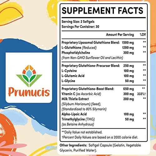 Prunucis Liposomal Glutathione 120 Softgels | High Absorption, Antioxidant Support thumbnail 2