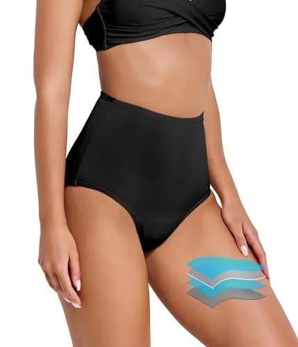Beautikini Period Swim Bottoms Black XS | High Waisted Full Coverage thumbnail 1