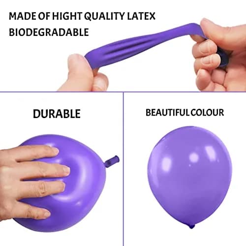 KUULBELA Purple Balloons 110Pcs, 5 Inch Small Latex Party Balloons | Assorted Colors Balloon thumbnail 3