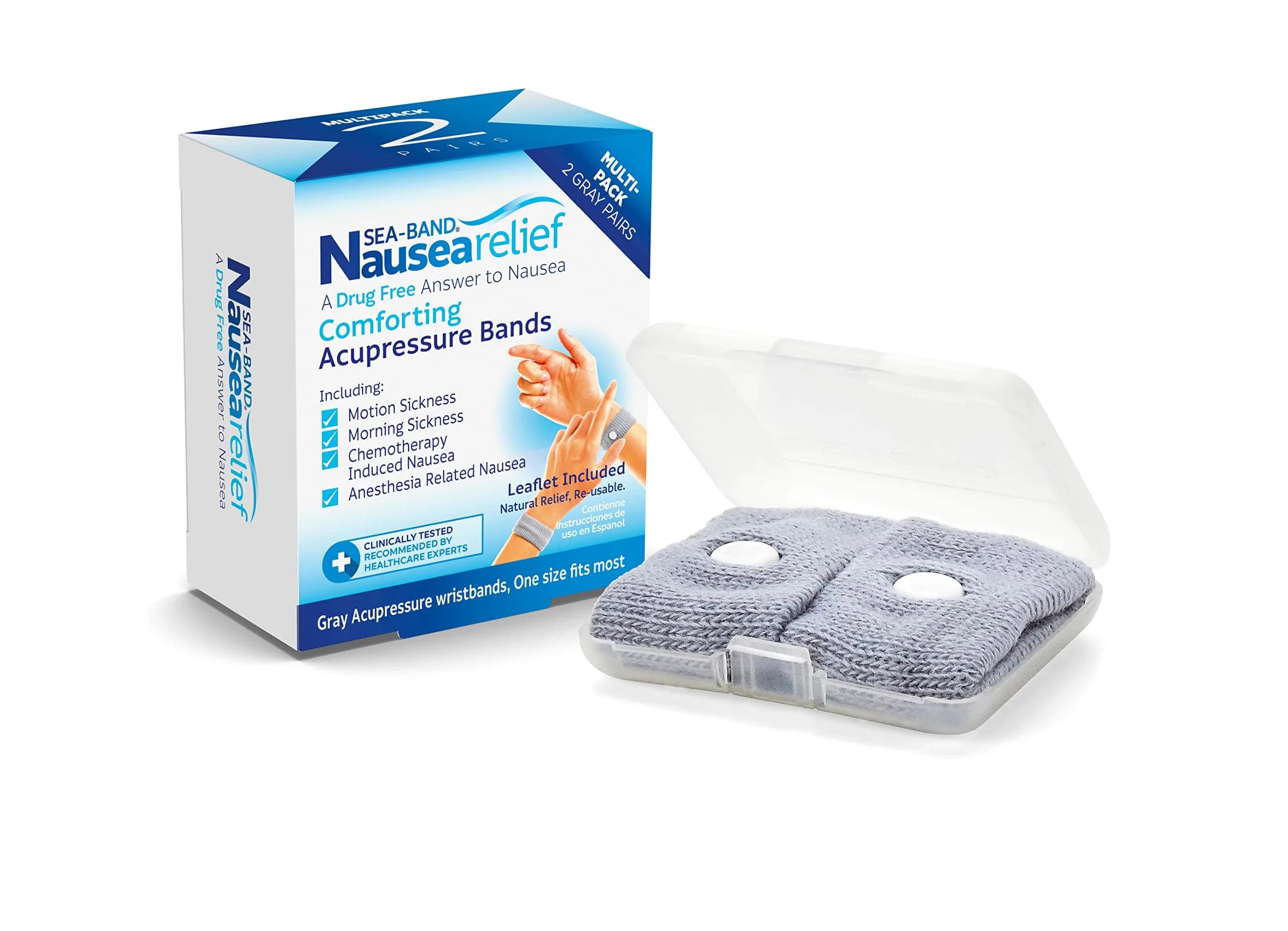 Sea-Band Adult Anti-Nausea Acupressure Wristband - 2 Pack | Clinically Proven Drug-Free Relief