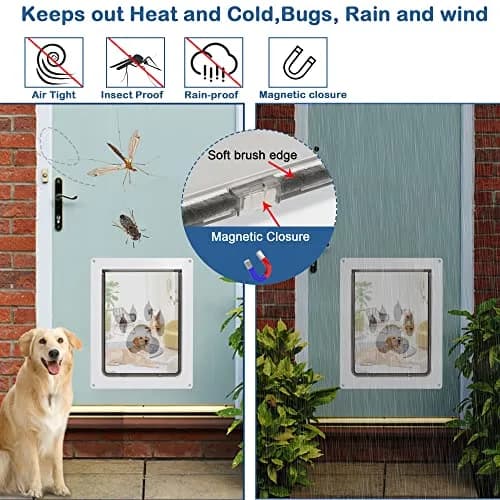 CEESC Large Dog Door, 11.75"x16.5" Flap, Up to 80 lbs, Weatherproof, Durable, White thumbnail 7
