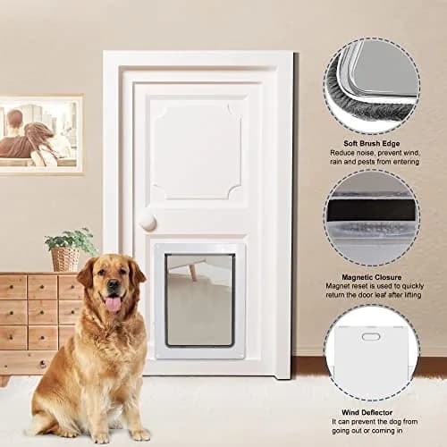 CEESC Large Dog Door, 11.75"x16.5" Flap, Up to 80 lbs, Weatherproof, Durable, White thumbnail 3