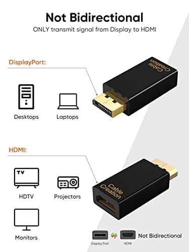 CableCreation Active DisplayPort to HDMI Adapter 5 Pack, 1080P DP to HDMI | Unidirectional Gold-Plated Connector thumbnail 2
