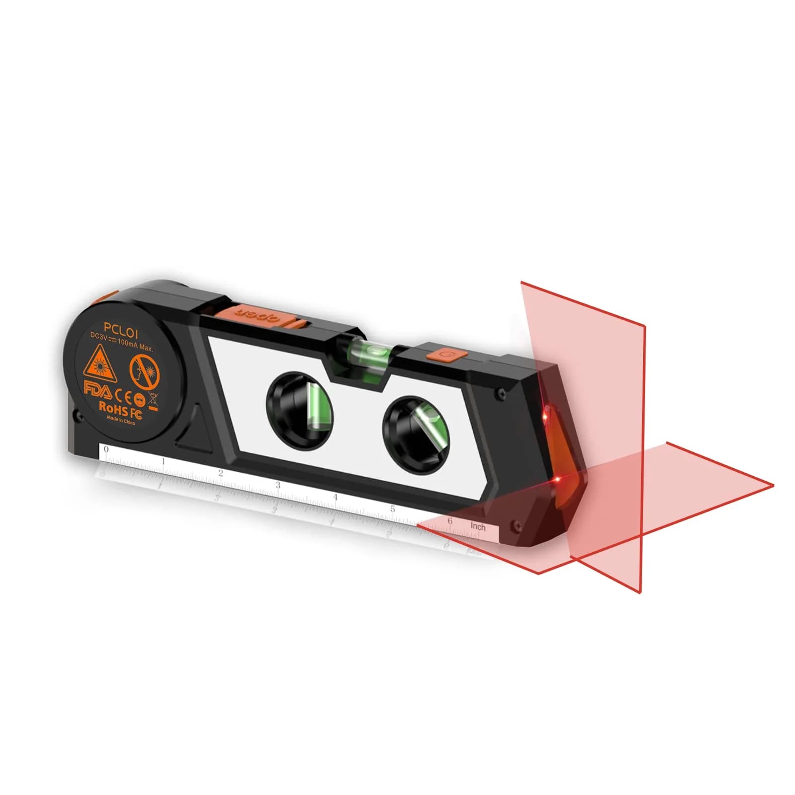 Ayitam 4-in-1 Laser Level Line Tool with Tape Ruler & Ruler Base, 21.6cm (8.5in) | Measures in Imperial & Metric