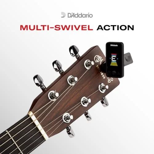 D'Addario Eclipse Rechargeable Headstock Clip-On Guitar Tuner, Black | 24 Hours Tuning Time thumbnail 3
