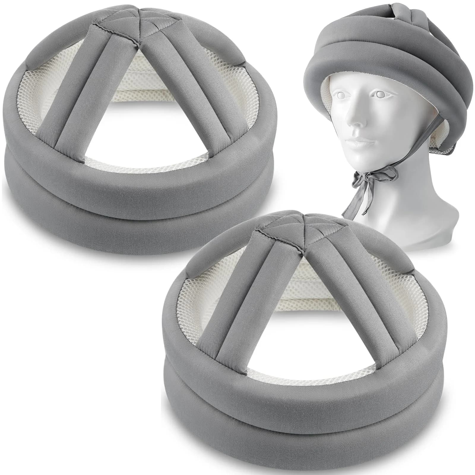Woanger Anti Fall Elder Head Safety Helmet Coffee 2-Pack | Adjustable Fall Prevention for Seniors — Gray