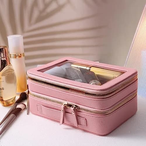 SANHECUN Clear Travel Toiletry Bag 24.1cm x 15.2cm x 10.7cm (Pink) | TSA Compliant Makeup Organizer thumbnail 6