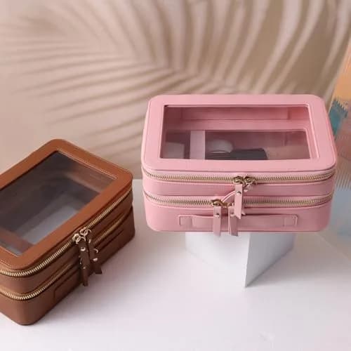 SANHECUN Clear Travel Toiletry Bag 24.1cm x 15.2cm x 10.7cm (Pink) | TSA Compliant Makeup Organizer thumbnail 2