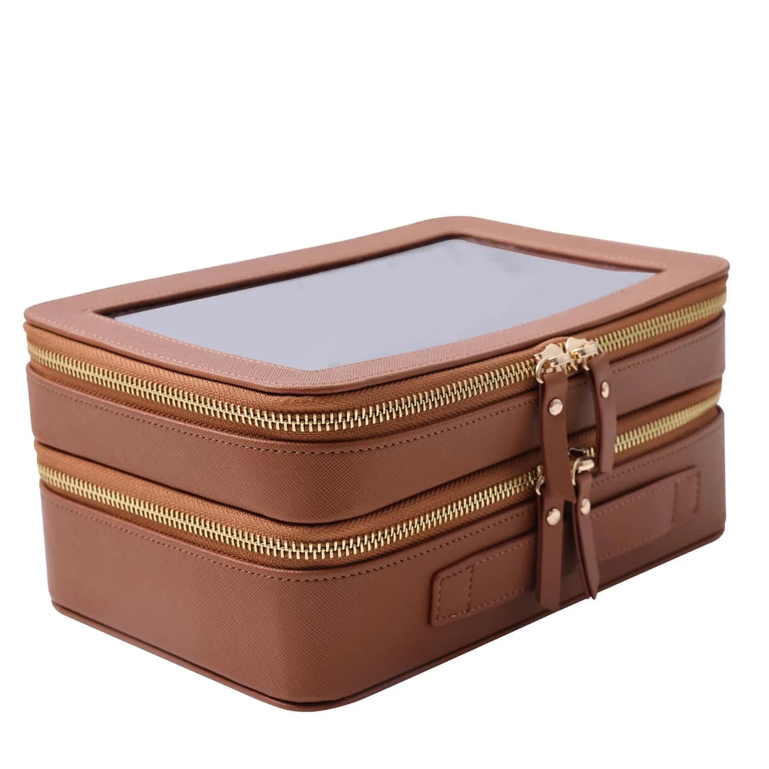 SANHECUN Clear Travel Toiletry Bag 24.1cm x 15.2cm x 10.7cm (Pink) | TSA Compliant Makeup Organizer — Brown