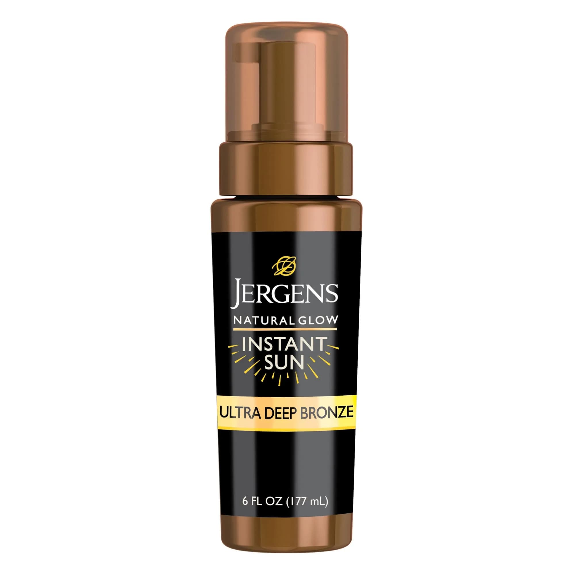 Jergens Natural Glow Instant Sun Body Mousse, Ultra Deep Bronze, 177ml (6 Fl Oz) | Streak-Free Tan