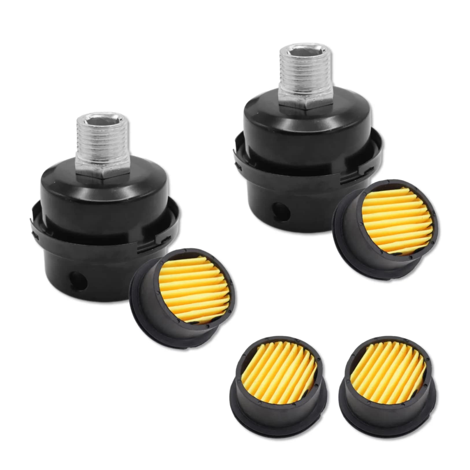Joyangy 6-Pack Air Compressor Silencer Filter Replacement Elements 59mm x 50mm x 24mm | Universal Fit for Oil-less Compressors — Black