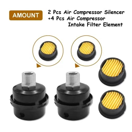 Joyangy 2-Pack 1/2" G (BSP Parallel) 20mm Air Compressor Intake Filter Muffler | Noise Reduction & Dust Blocking thumbnail 5