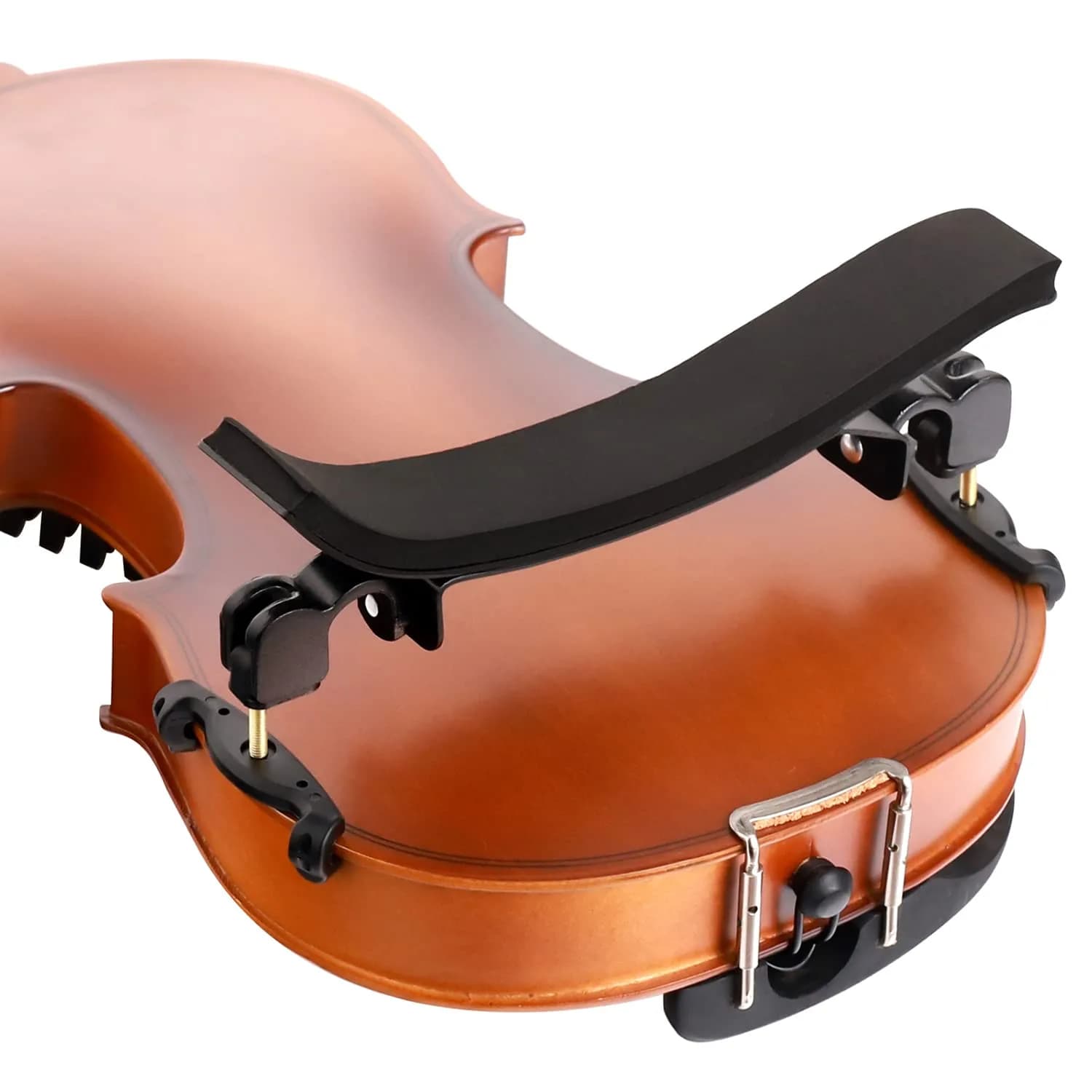 SUEWIO Violin Shoulder Rest for 4/4-3/4 Size with Collapsible Feet, Includes Practice Mute & Rosin | Adjustable Height & Width — Royal Alloy 4/4