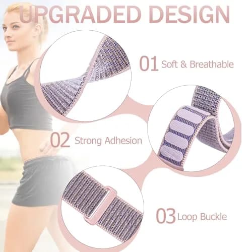 Keepamor Sport Ankle/Arm Band for Apple Watch 49/46/45/44/42/41/40/38mm SandPink | Breathable Nylon with Hook-and-Loop Fastener thumbnail 2