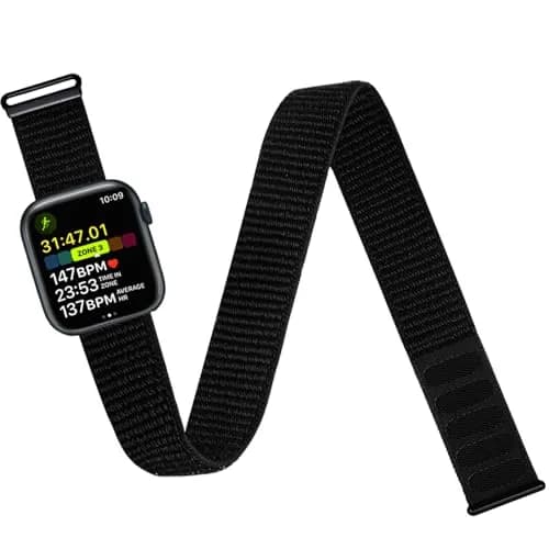 Keepamor Ankle/Arm Band for Apple Watch, Breathable Nylon Sport Loop | Fits 19-42 cm (7.5-16.5 in) Ankle or Arm thumbnail 1