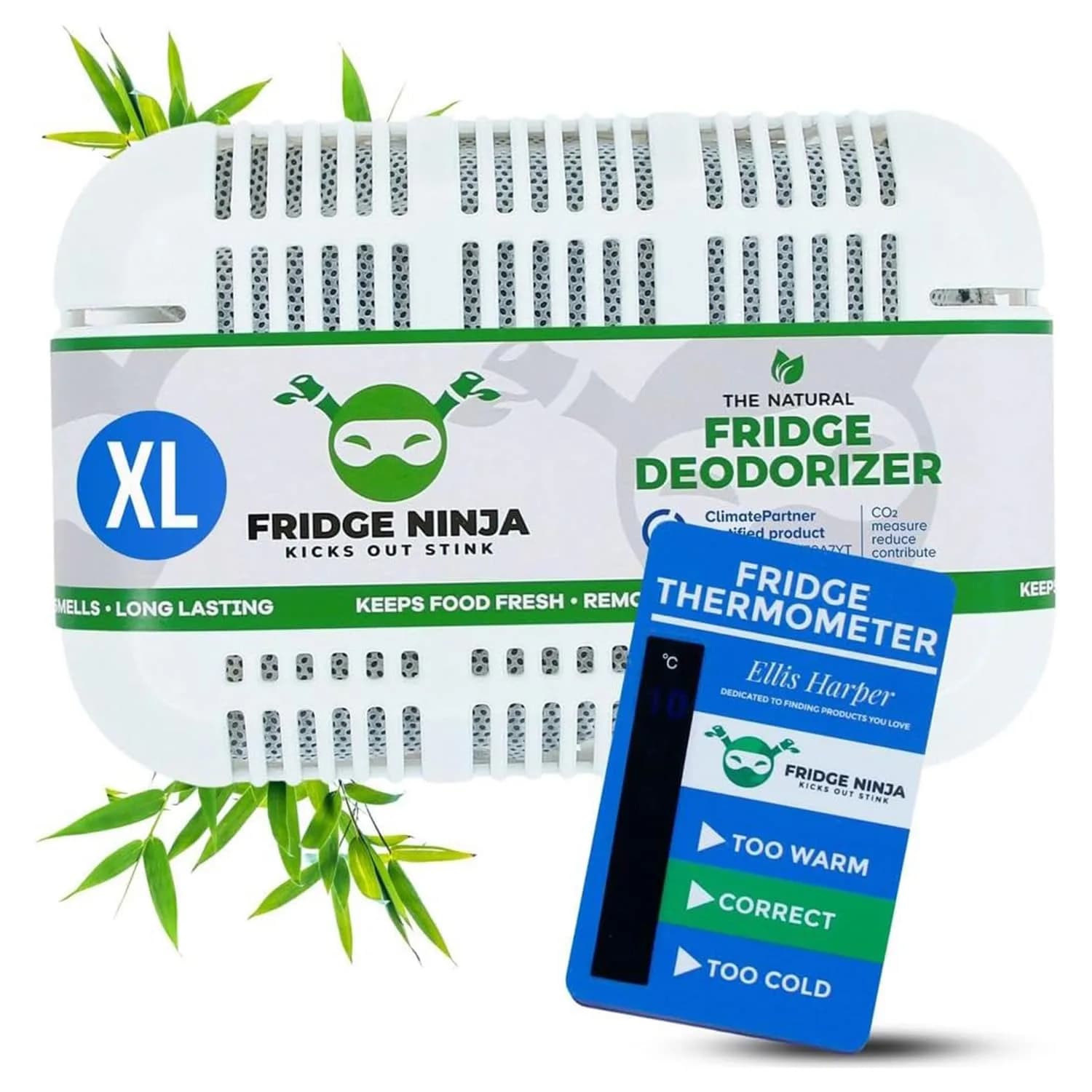 Ellis Harper Fridge Ninja XL Pack Refrigerator Deodorizer | Bamboo Charcoal Odor Eliminator (1 Count)