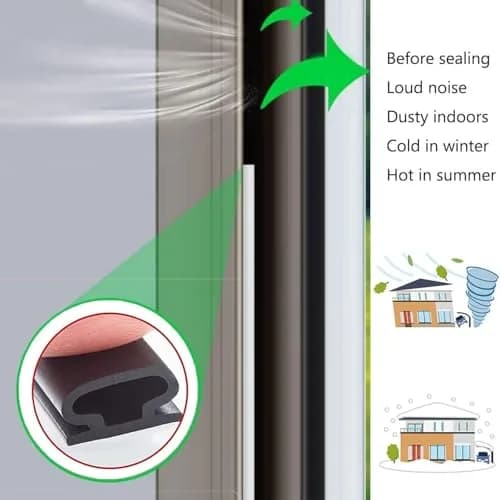 pundin D Shape Black Rubber Weather Stripping Seal 40ft (12.2m) | Blocks Drafts, Noise, and Dust thumbnail 4