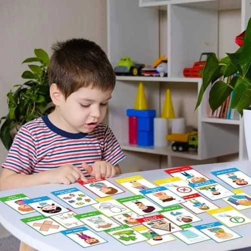 ZOIIWA Autism Communication Cards for Speech Delay, Special Needs Visual Aid Language Learning Cue Cards, 40 Cards with Ring & Retractable Rope thumbnail 5