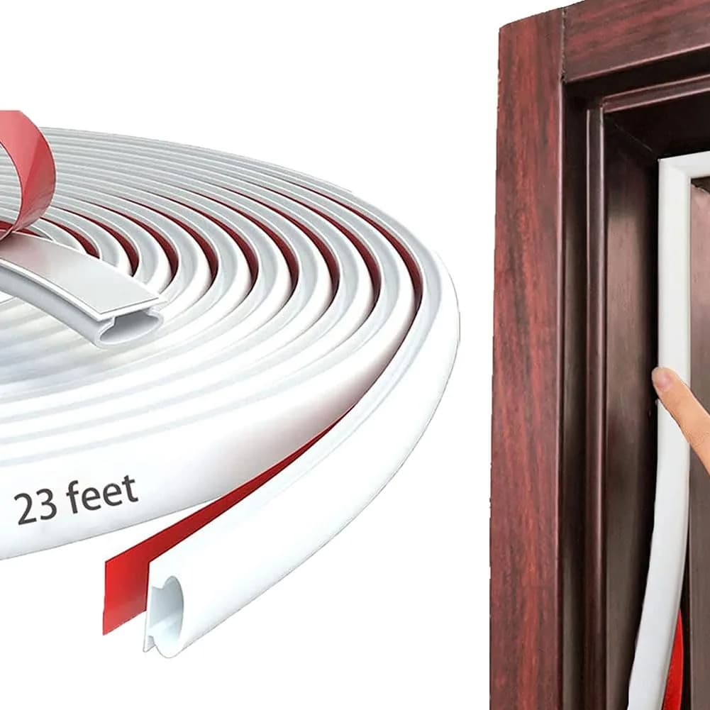 pundin White D-Shape Weather Stripping Seal 7m (23ft) | Blocks Drafts, Noise, and Dust