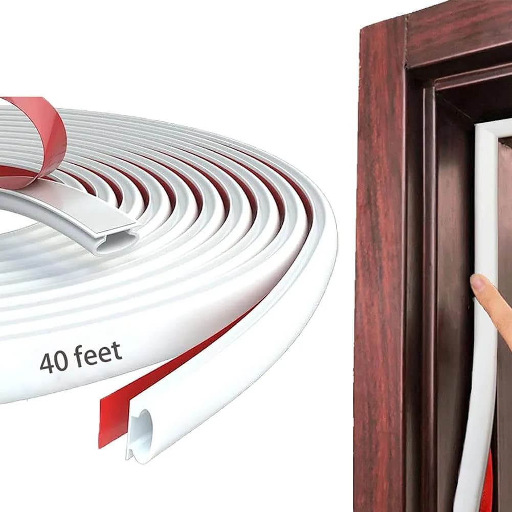 pundin White D Shape Weather Stripping Seal Strip 12.2m (40 Feet) | Blocks Drafts, Noise, and Dust