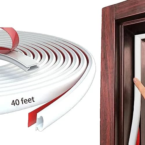 pundin White D Shape Weather Stripping Seal Strip 12.2m (40 Feet) | Blocks Drafts, Noise, and Dust thumbnail 1