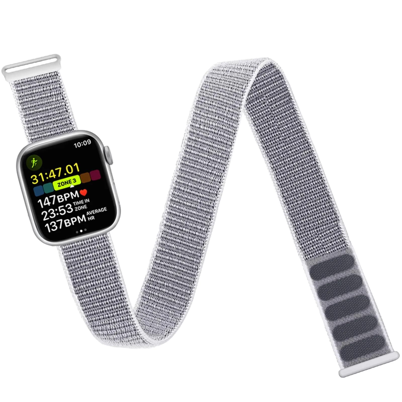 Keepamor Sport Ankle/Arm Band Compatible with Apple Watch 49/46/45/44/42/41/40/38mm, 19-41cm (7.5-16.5") | Breathable Nylon with Hook-and-Loop Fastener — Seashell / 44/45/46/49/42(series 3 2 1)