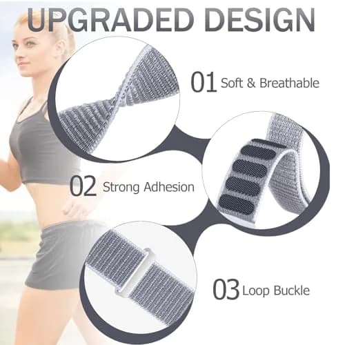 Keepamor Ankle/Arm Band Compatible with Apple Watch 49/46/45/44/42/41/40/38mm Nylon Sport Loop | Fits 7.5-16.5 inch Wrists thumbnail 2