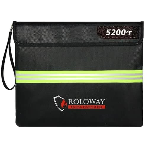 ROLOWAY Fireproof Document Bag (14 x 11 inch) with 5200℉ Aluminum Foil Layer | Fireproof & Water-Resistant thumbnail 1