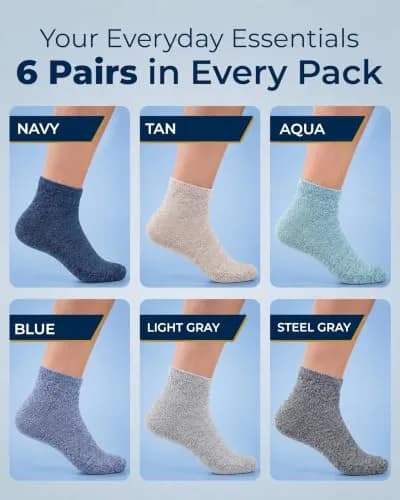Pembrook Diabetic Socks for Men & Women - 6 Pairs Quarter Length, Medium | Unrestricted Foot Comfort & Breathable thumbnail 5