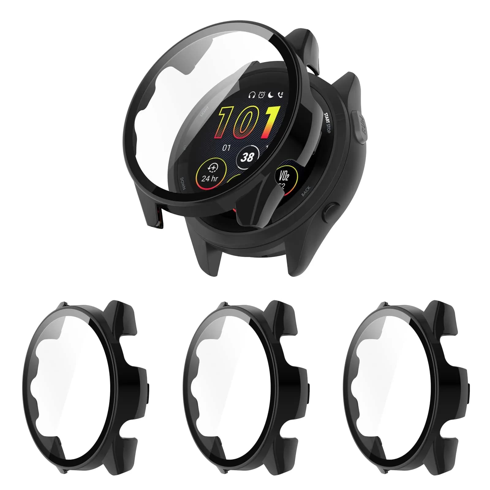 BabyValley Hard PC Case Compatible with Garmin Forerunner 265 Smartwatch Accessory (3-Pack, Black)