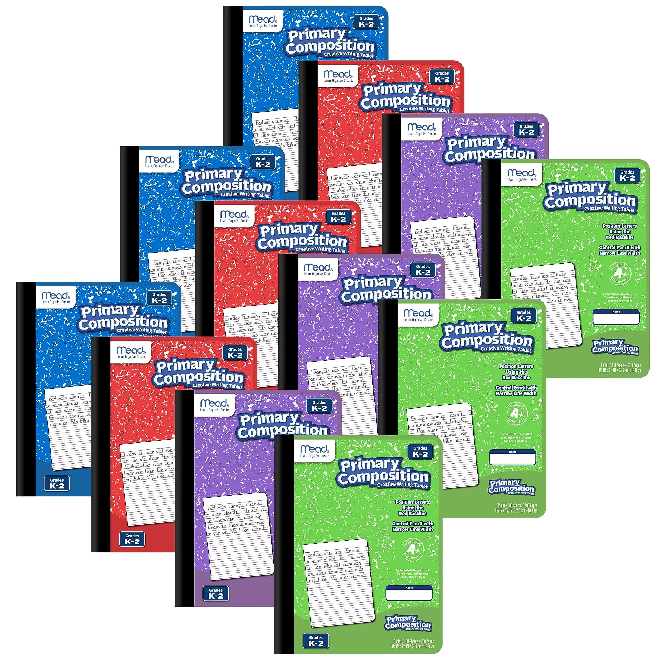 Mead Primary Composition Book, Grades K-2, 7-1/2" x 9-3/4" | Primary Ruled Handwriting Practice (70-120c)