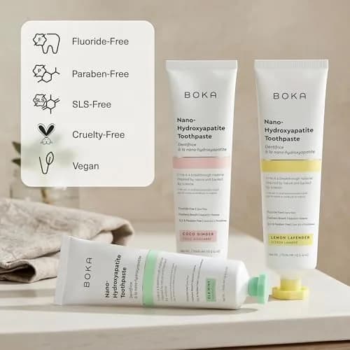 Boka Fluoride-Free Toothpaste Bundle with Nano Hydroxyapatite | 102g (3.6 Oz) 3-Pack thumbnail 4