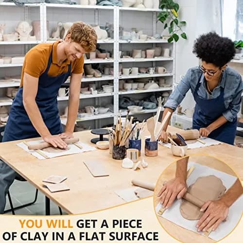 Sasylvia 10 Pcs Wood Clay Pottery Rolling Pin Guides Set, 34cm (13.4in) Length | Essential for Flat Clay Slabs thumbnail 4