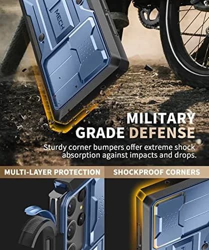 TONGATE for Samsung Galaxy S23 Ultra Case with Slide Camera Cover, Built-in Screen Protector & Kickstand, Blue thumbnail 4