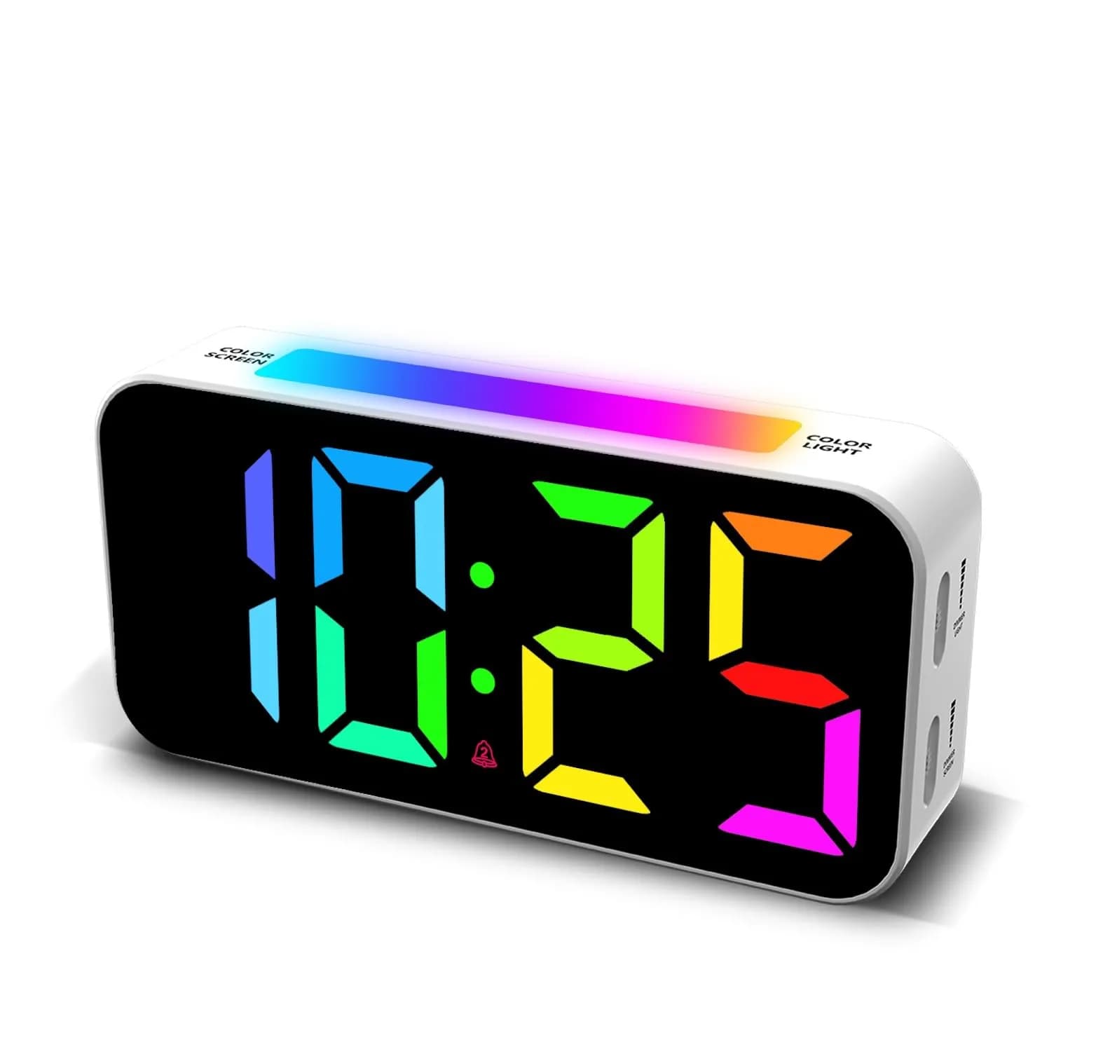 Topski Digital Alarm Clock for Kids & Teens | Large 7-inch Display, RGB Night Light, Dual Alarm, Snooze, Dimmable, Heavy Sleepers