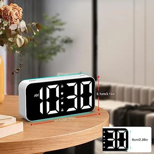 Topski Digital Alarm Clock for Kids & Teens | Large 7-inch Display, RGB Night Light, Dual Alarm, Snooze, Dimmable, Heavy Sleepers thumbnail 6