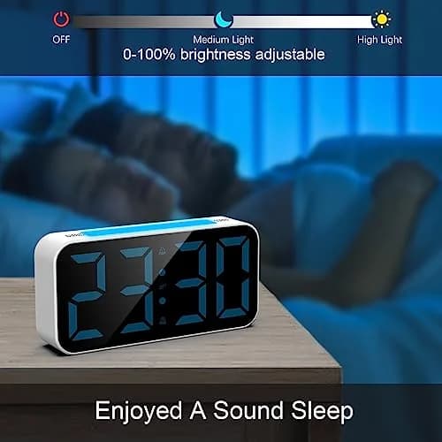 Topski Digital Alarm Clock for Kids & Teens | Large 7-inch Display, RGB Night Light, Dual Alarm, Snooze, Dimmable, Heavy Sleepers thumbnail 3