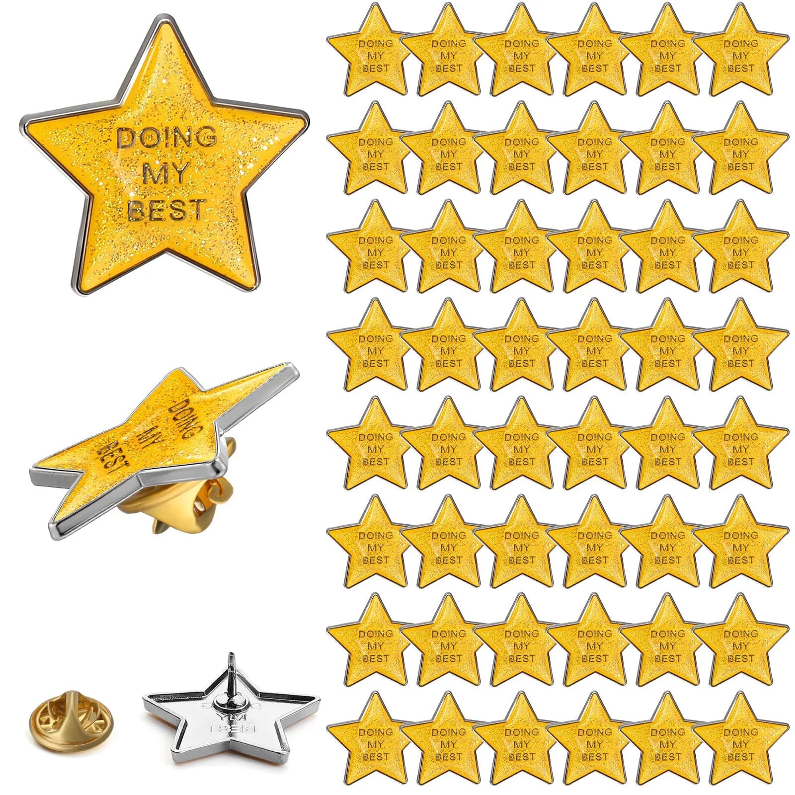 Unittype Golden Star Pins 48 pcs | Motivational Employee Appreciation Gift