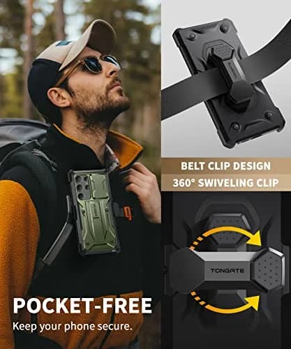 TONGATE Green Case for Samsung Galaxy S23 Ultra | 2 Front Frames & Stand, Military Grade Drop Protection thumbnail 7