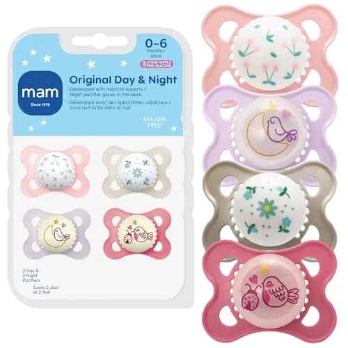 MAM Original Baby Pacifiers 0-6 Months, Glow-in-the-Dark, 4-Pack | Developed with Pediatric Dentists thumbnail 1