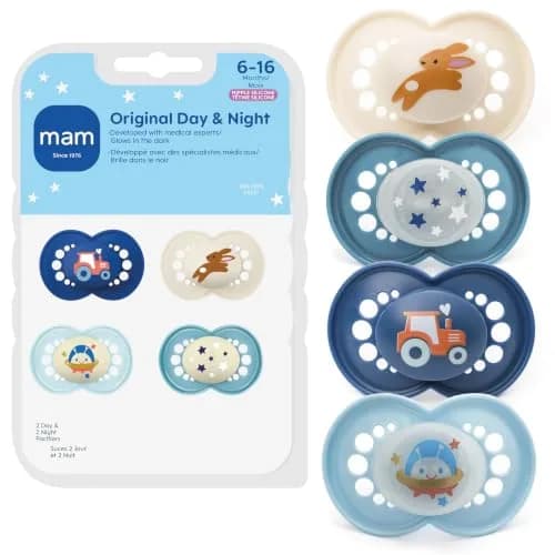 MAM Original Baby Pacifiers 6-16 Months, Glow-in-the-Dark, 4-Pack | Developed with Pediatric Dentists thumbnail 1